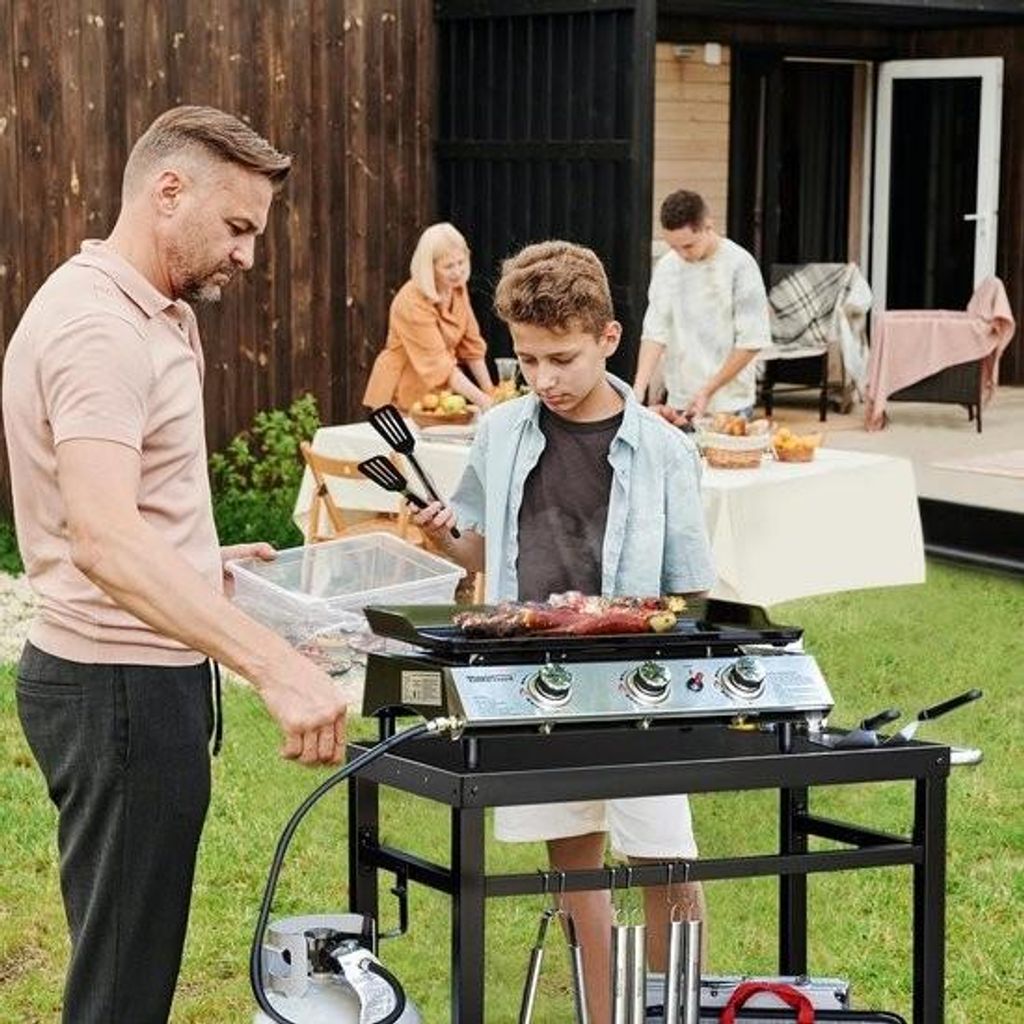Grillwagen, Grilltisch, Beistelltisch für den Außenbereich, Gartenwagen, Außenküche, multifunktionaler Arbeitstisch, Werkbank für den Grill, S...