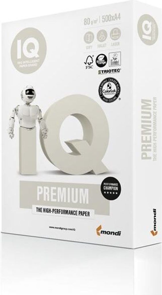 IQ, Kopierpapier 80 g/m², A4, weiß, 500 Blatt, Premium Produktbild 