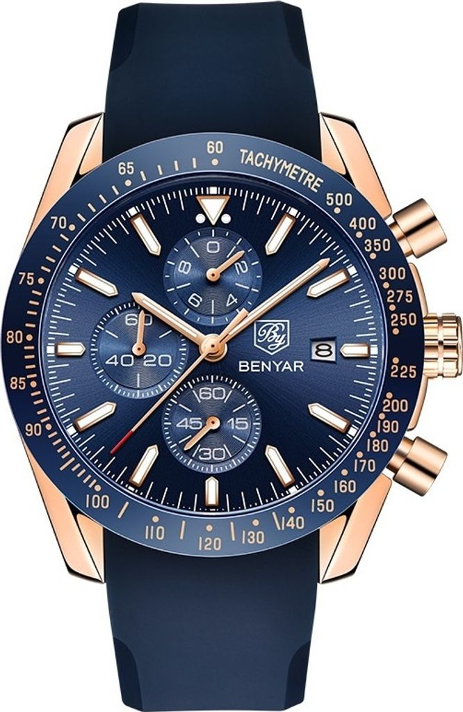 BENYAR Ogen Herrenuhr in Blau und Gold – Eleganz für jeden Anlass KP14675