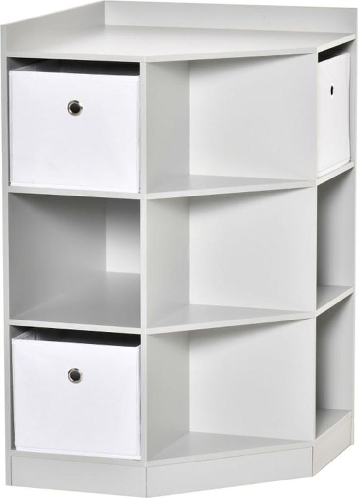 Kinderregal mit 3 Aufbewahrungsboxen Aufbewahrungsregal Eckregal Spielzeugablage für 3-12 Jahre Kinder 57,4 x 57,4 x 94 cm Grau