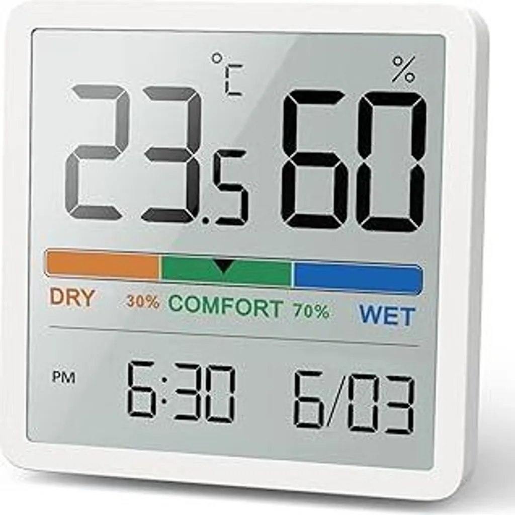 NOKLEAD Termometro igrometro digitale, termometro igrometro portatile per interni ad alta precisione, misuratore di temperatura e umidità per il controllo del clima interno Monitor per il controllo dell'aria interna (BIANCO)