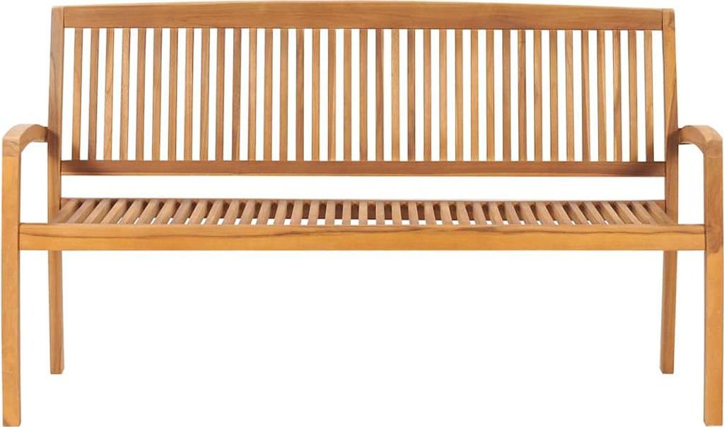 vidaXL Gartenbank 3-Sitzer Stapelbar 159 cm Massivholz Teak