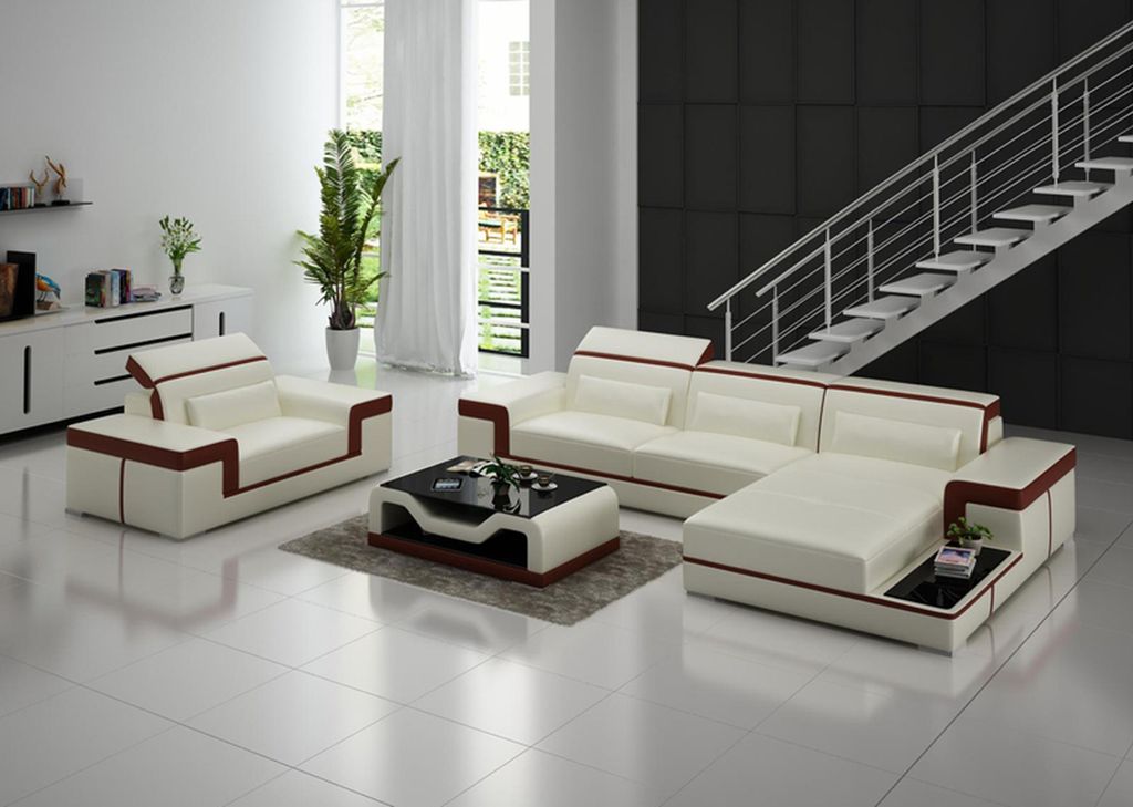 Wohnlandschaft Ecksofa L-Form Sessel Set Garnitur Modern Sofa Leder Couch 2tlg.