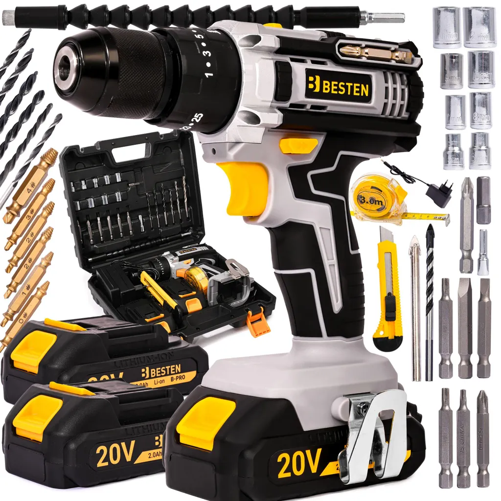 Trapano a Percussione 20V 50Nm con 2 Batterie 2.0Ah e Valigetta Kit