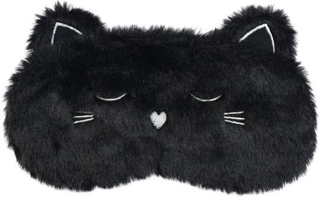Masque sommeil enfant anti-lumière chaton 3D, solution nuit calme noire