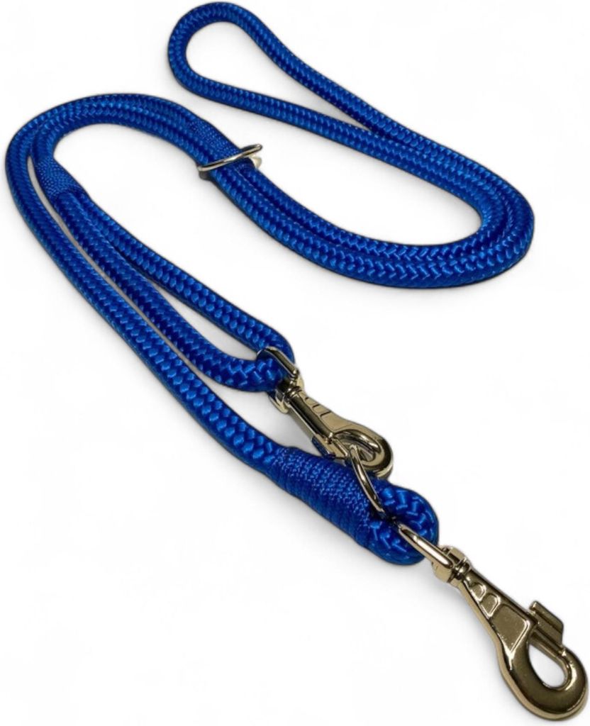 Hundeleine Umhängeleine Nylon Robust 2,50 m Doppelleine 3-fach verstellbar 10 mm blau