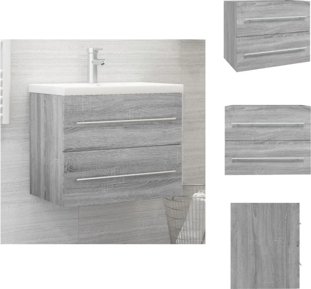 Sottolavabo Sospeso 60cm Grigio Sonoma vidaXL | Design Moderno