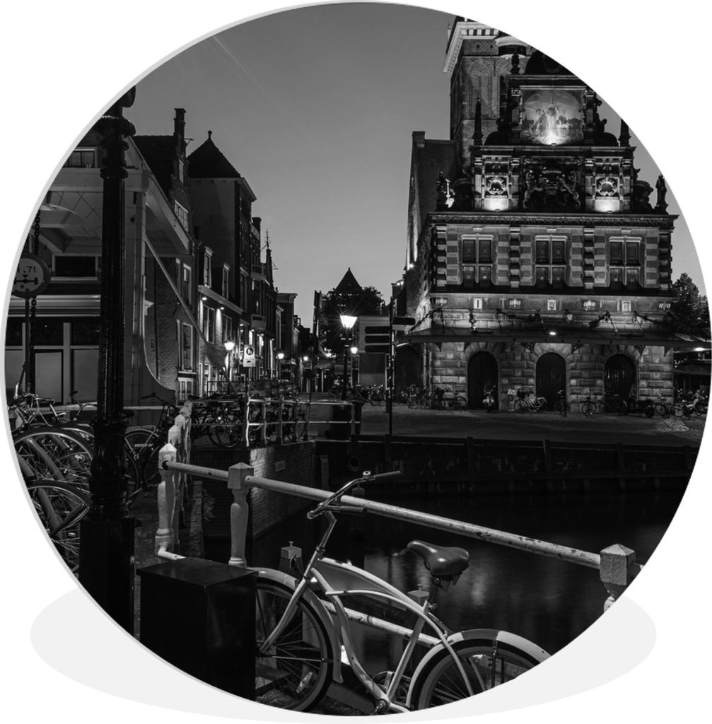 MuchoWow Rundes Wandbild - Runde Bilder Alkmaar - Kanal - Schwarz - Weiß Ø 60 cm Kreis Wanddekoration Kunststoff - Wandkreis - Wandschmuck - Wa...