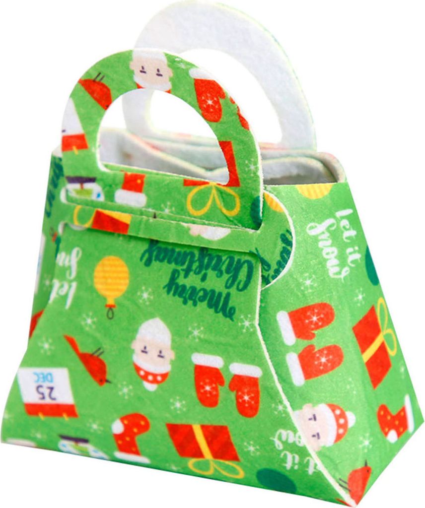 Weihnachtslauftasche faltbare Weihnachtselemente Muster mit Griff Erstellen Sie Atmosphäre DIY Weihnachtsgeschenktüte-Grün