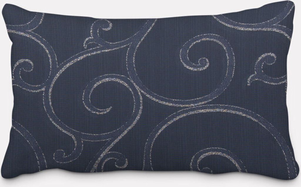 SCHÖNER LEBEN. Kissenhülle Ornamente Schnörkel Polyester dunkelblau silb Größe 40x60cm (HxB) 40x60cm (HxB) Größe
