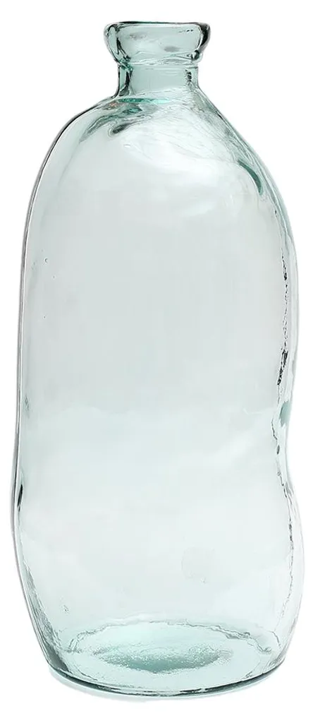 Vase bleu azur en verre recyclé 73 cm - Design éco-chic grand format