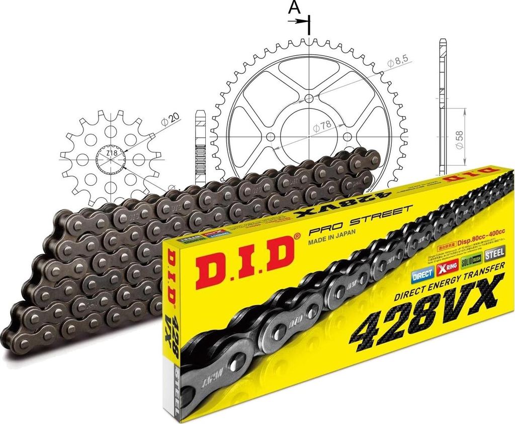 Kit Stahl passend für HYOSUNG Cruise I (2-V) 96-97 14-48-126 DID428VX Niet