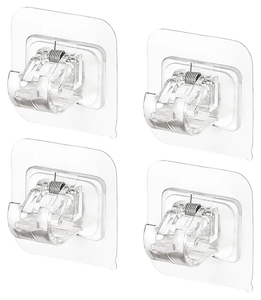 Supports tringle à rideaux autocollants transparents lot de 4 robustes