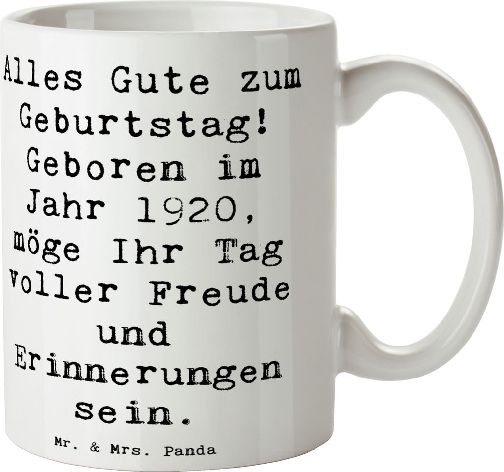 Mr. & Mrs. Panda haferl Spruch 1920 Geburtstag - Weiß - Geschenk, Geburtstagsgeschenk, Becher, cappuccinotasse, Kaffeebecher, Feier, handgefertigt...
