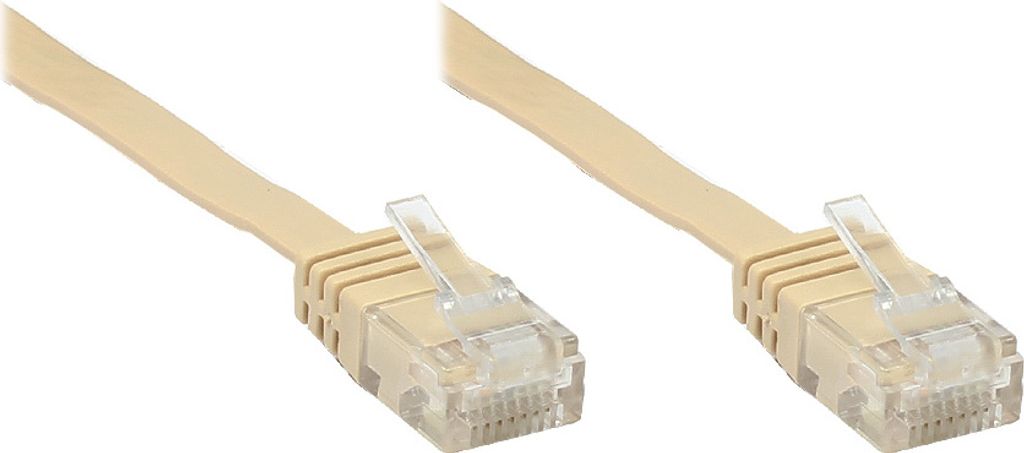 Patchkabel, Cat. 6, U/UTP, FLACHKABEL, 0,5m, hellbraun, Good Connections