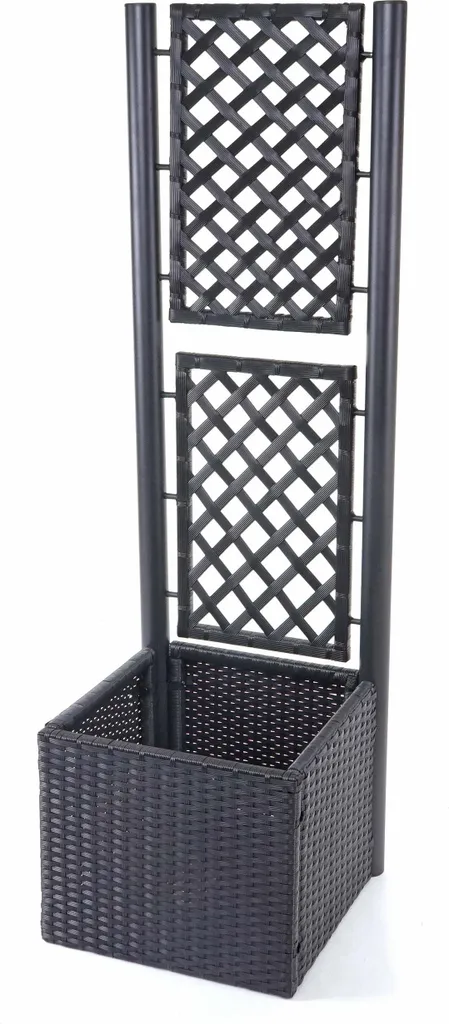 Treillis en rotin anthracite brise-vue naturel pour balcon sans fixation