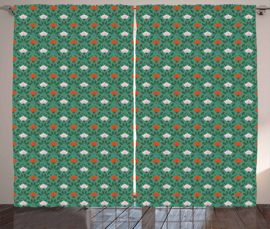 ABAKUHAUS Garten-Kunst Rustikaler Vorhang, Aufwändige Spring Scene, Wohnzimmer Universalband Gardinen mit Schlaufen und Haken, 280 x 175 cm, Meere...