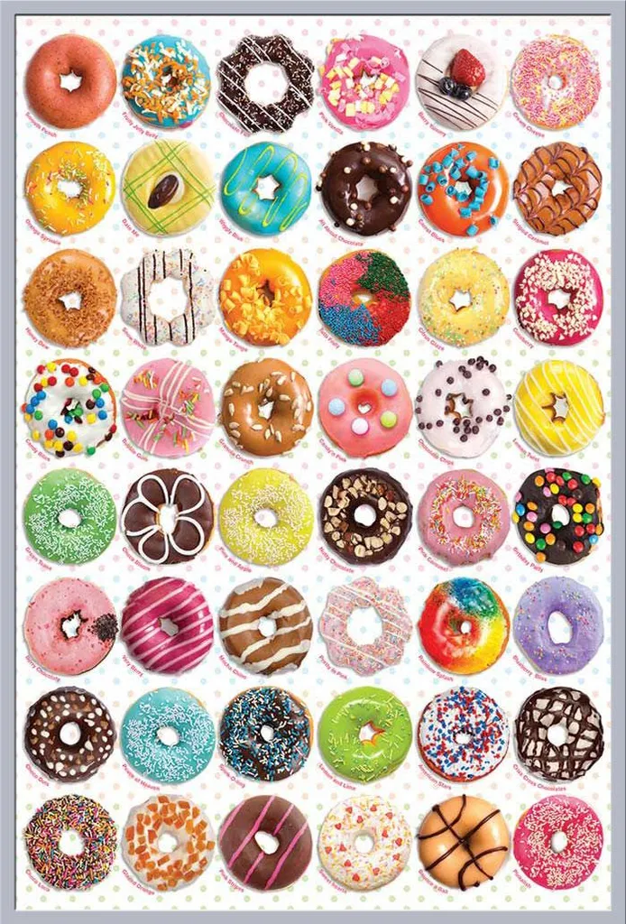 Cadre mural pour cuisine avec affiches de donuts et cupcakes format Maxi