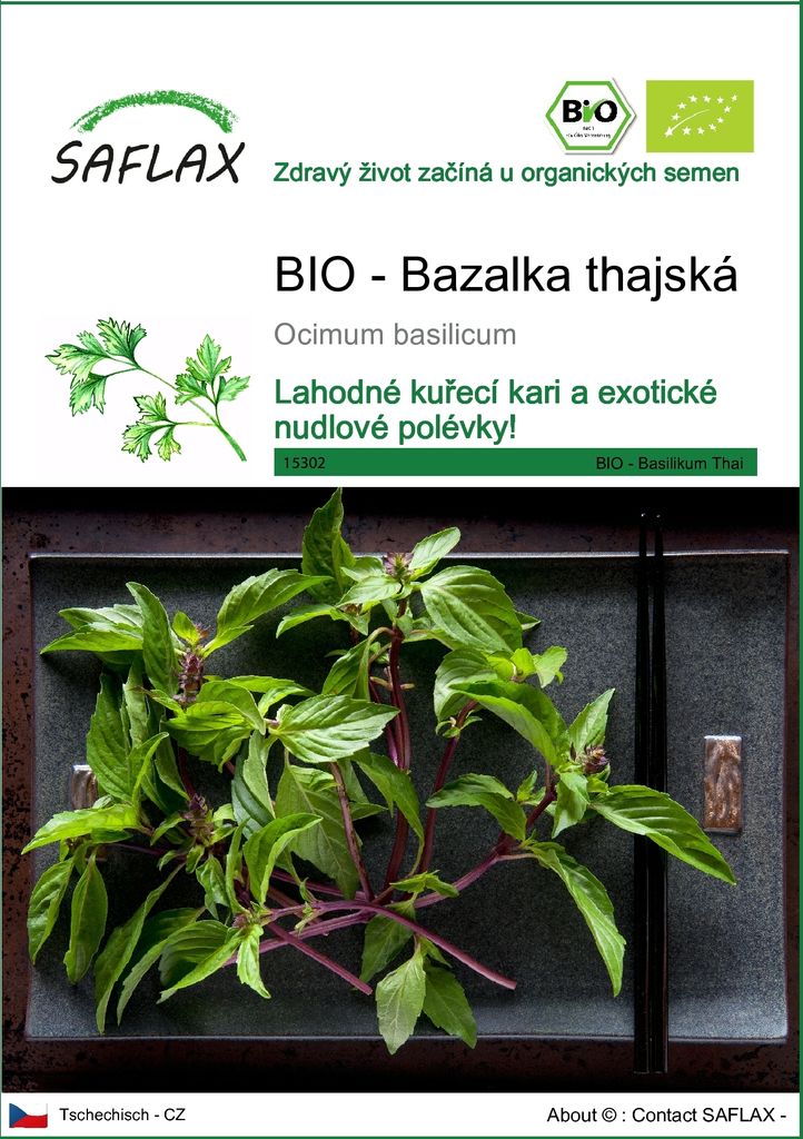 SAFLAX - BIO - Bazalka thajská - Ocimum basilicum - 250 Obrázek produktu 