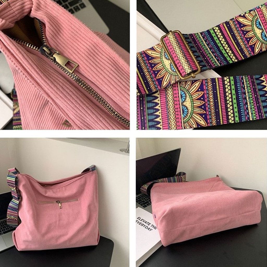 Cord Tasche Damen – Große Umhängetasche Aus Cord, 34x26x14 Cm, Shopper Für Arbeit & Freizeit