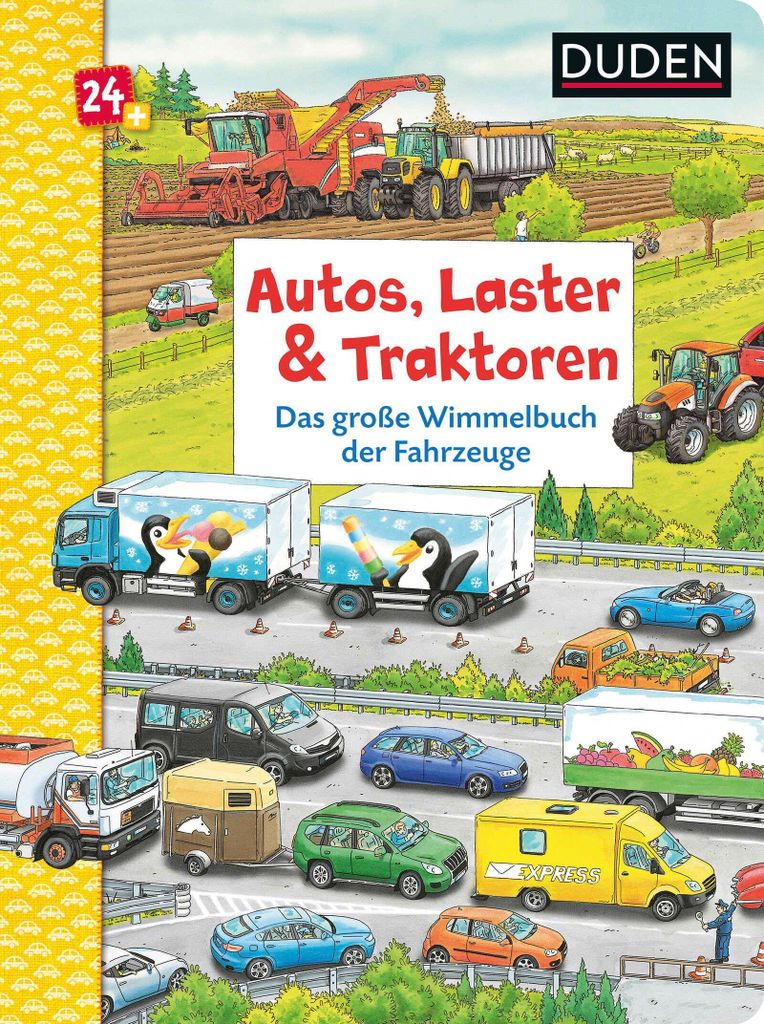 Duden 24+: Autos, Laster & Traktoren: Das große Wimmelbuch Produktbild 