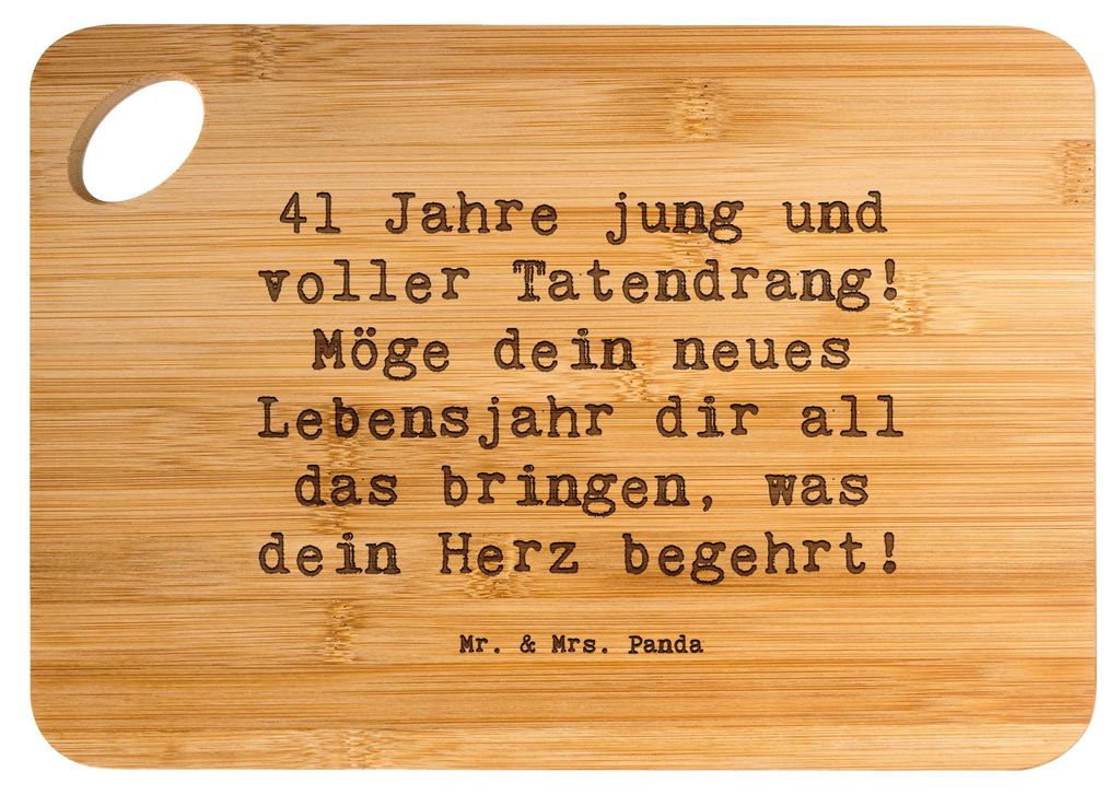 Mr. & Mrs. Panda Schneidebrett Spruch 41. Geburtstag Produktbild 