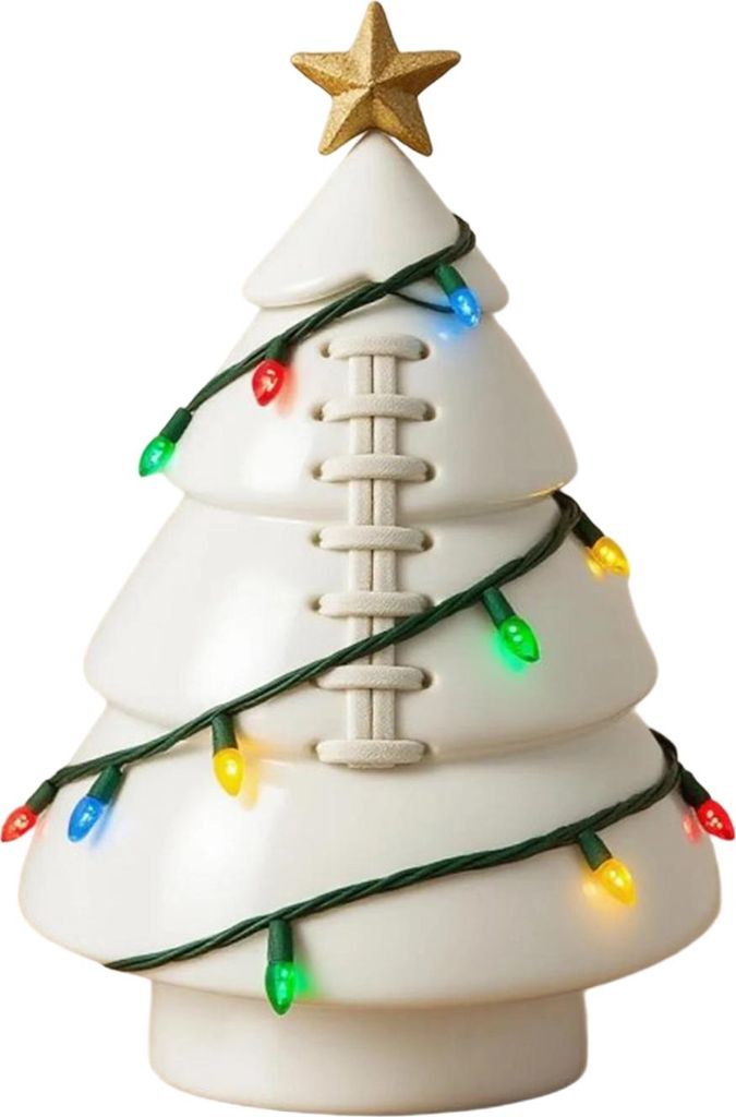 Weihnachtsbaumschmuck in Ballform: Lustiger Fußball-Weihnachtsbaumschmuck mit goldenem Stern für festliche Weihnachtsdekoration