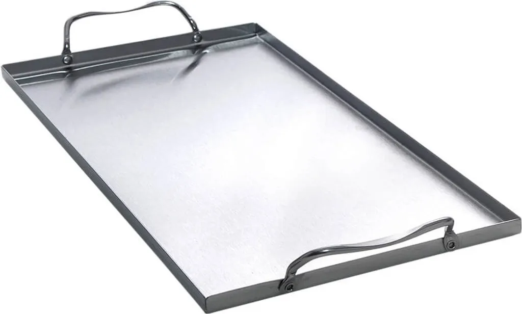 Plat à griller en inox pour barbecue avec doubles poignées latérales