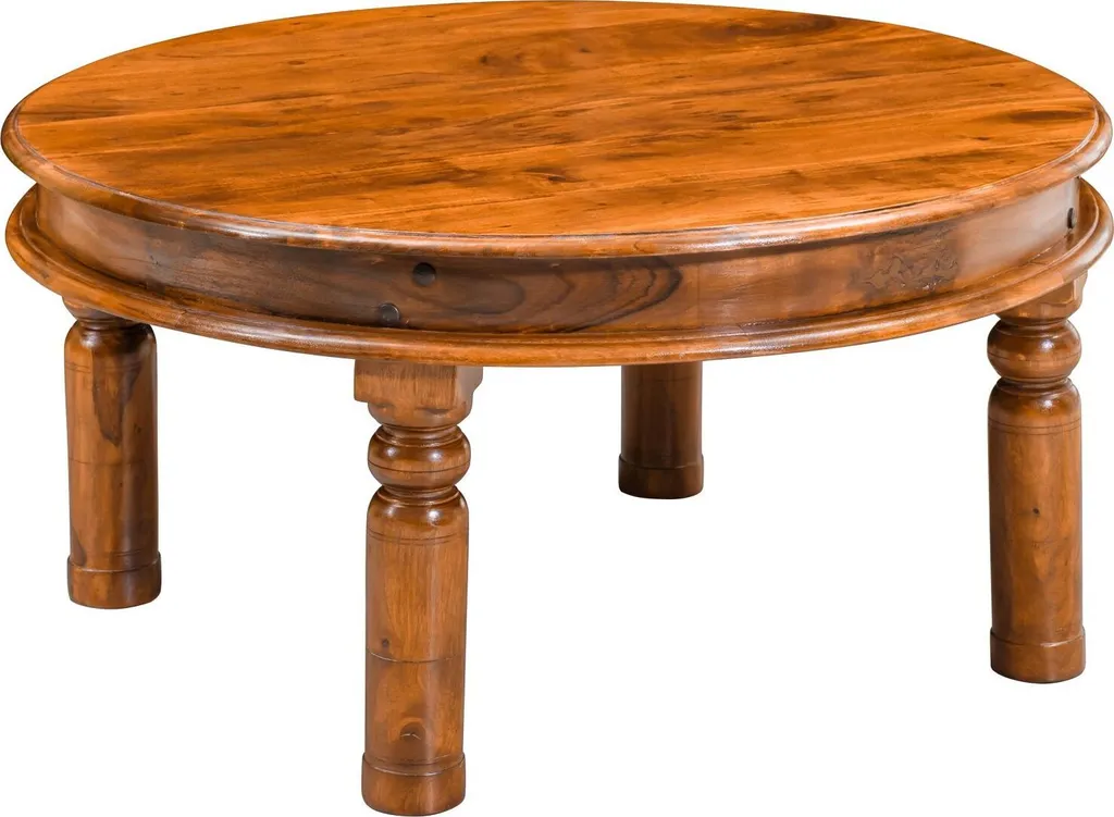 Table basse carrée en acacia massif miel 90x90 cm style exotique