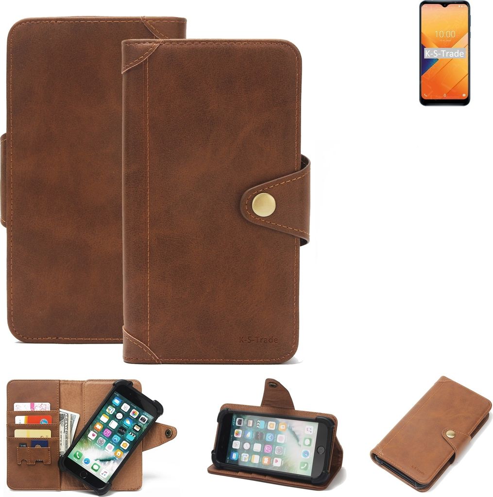 K-S-Trade Handyhülle für Wiko Y81 Schutz Hülle Walletcase Bookstyle Tasche Case Handytasche Wallet Flipcase Cover PolyurethanBraun (1x)