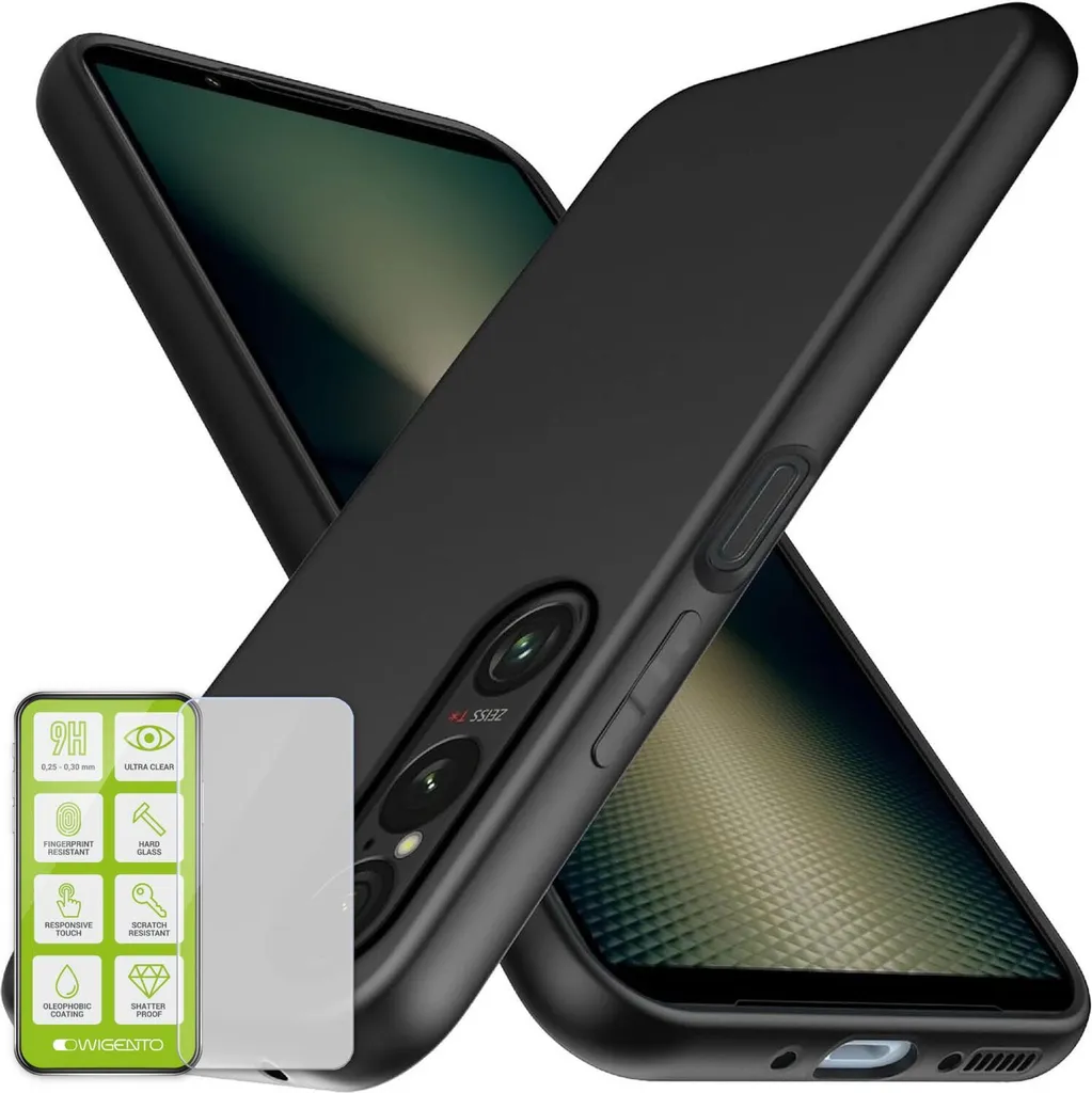 Set Protezione Sony Xperia 1 VII - Cover Silicone Nero e Vetro 9H