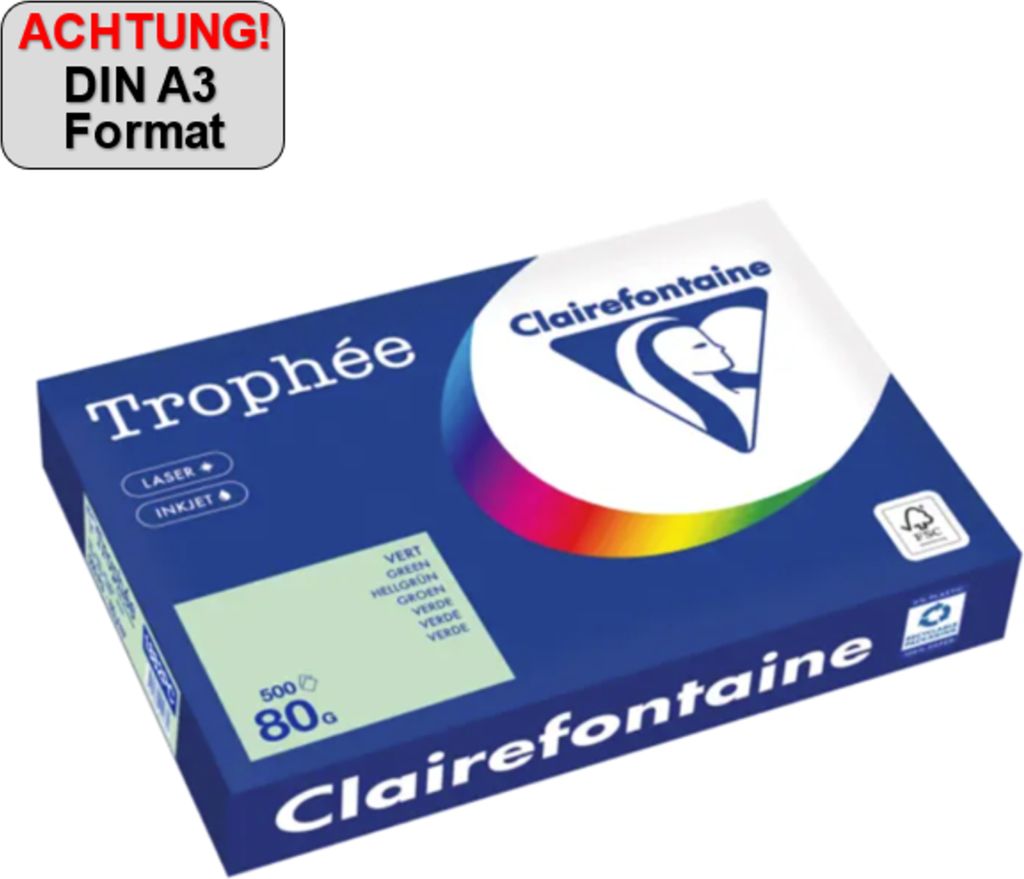 Clairefontaine Kopierpapier 1882PC A3 80g hellgrün 500Bl