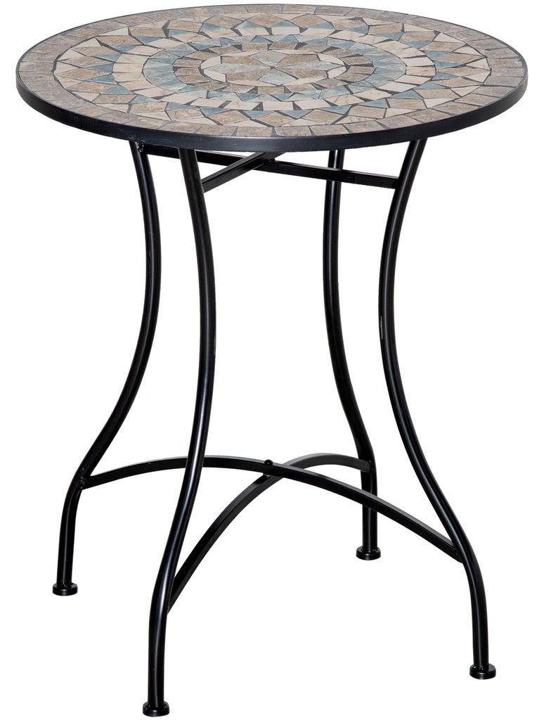 Gartentisch ?60 cm. Wetterfest Balkontisch aus Metall. Esstisch Outdoor. Campingtisch Beistelltisch. rund Terrassentisch fš¹r Garten Terrasse Bal...
