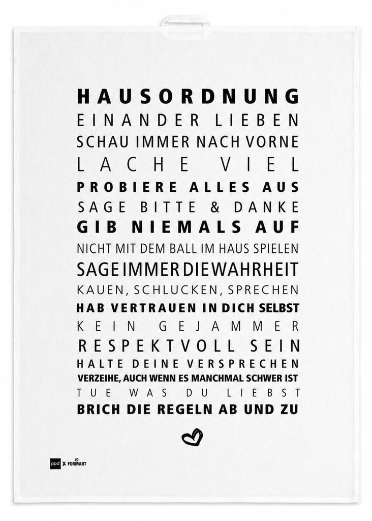 PPD Hausordnung kitchen towel, Küchenhandtuch, Geschirrtuch, Handtuch, Leinen / Baumwolle, 70 x 50 cm, 185500473