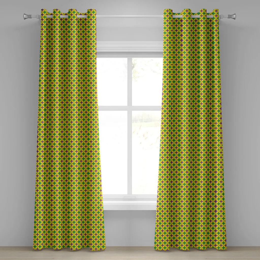 Paire de Rideaux Décoratifs Carnaval Vert Jaune Violet 280 x 175 cm