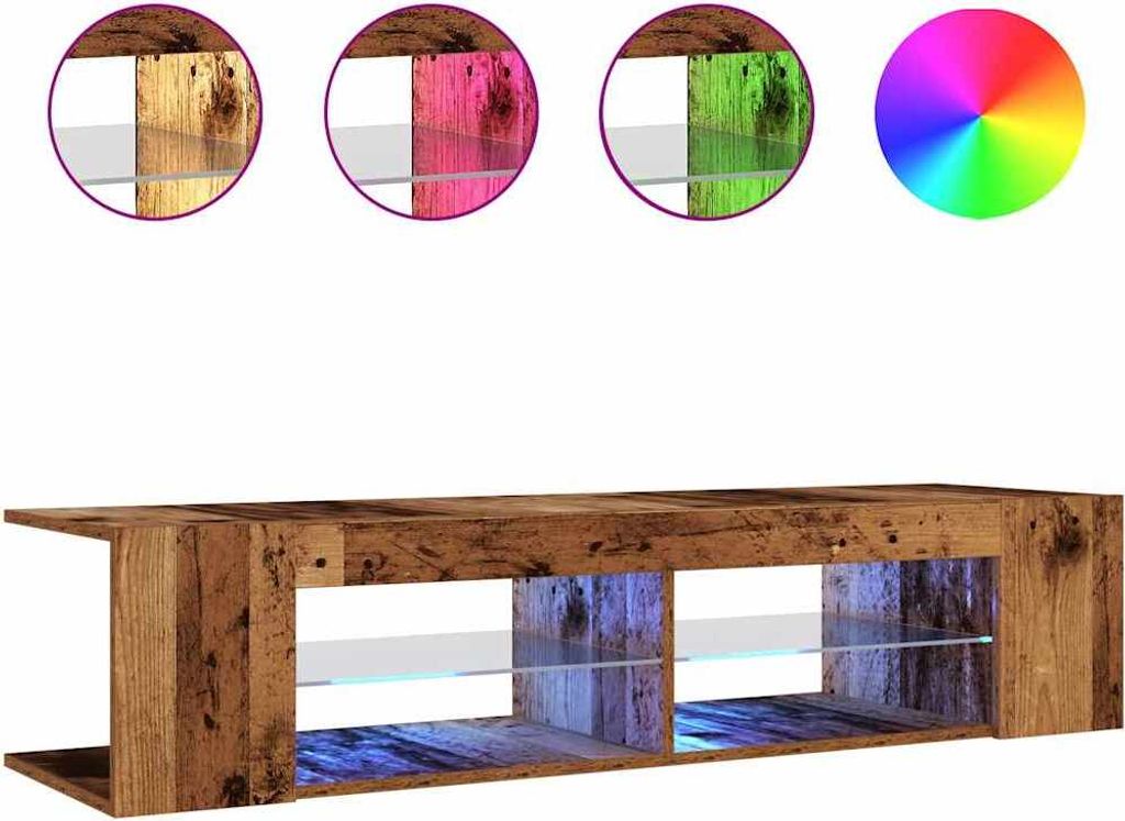 TV-Schrank mit LED-Leuchten Altholz-Optik 135x39x30 cm