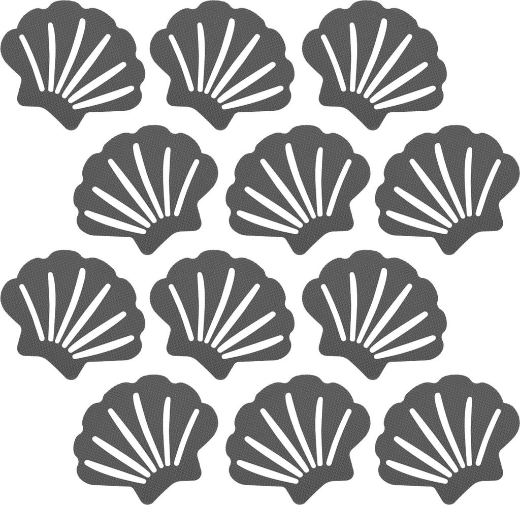 12 Stück - Anti-Rutsch-Aufkleber - -selbstklebend - Für Bad, Dusche, glatte Böden, Treppen - Wasserfest - Grau