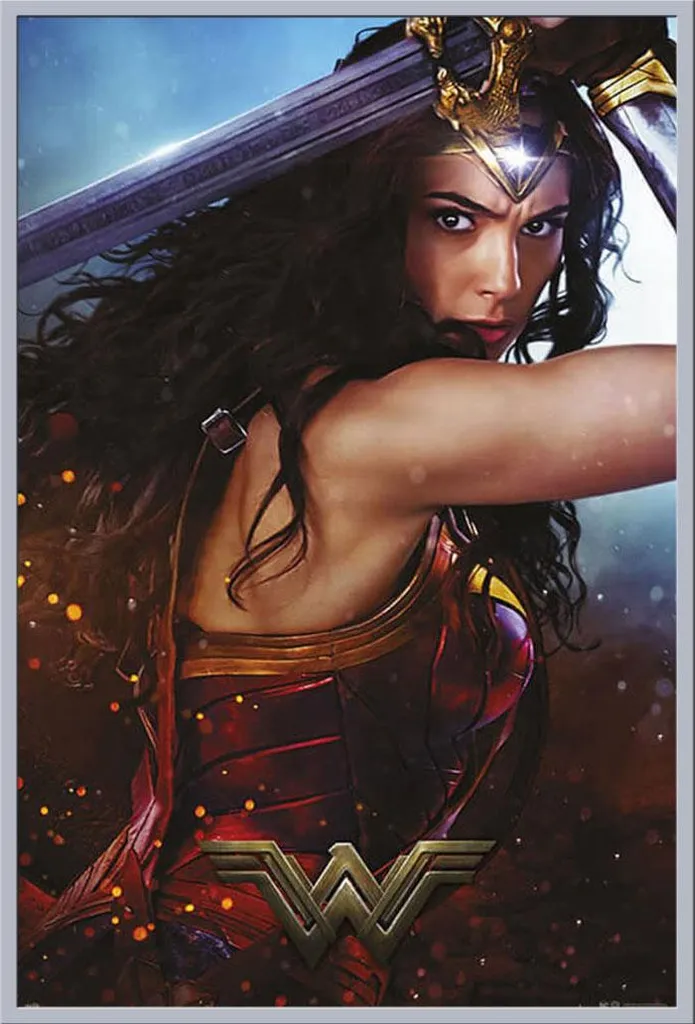 Affiche Wonder Woman Encadrée 61x91,5 cm - Prête à Poser Sans Plis