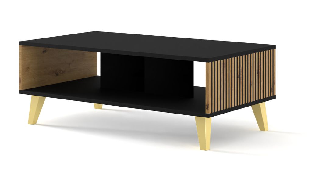 Couchtisch Ravenna F 90x60 Schwarz / Artisan Eiche + schwarze Fräsung UFPZL