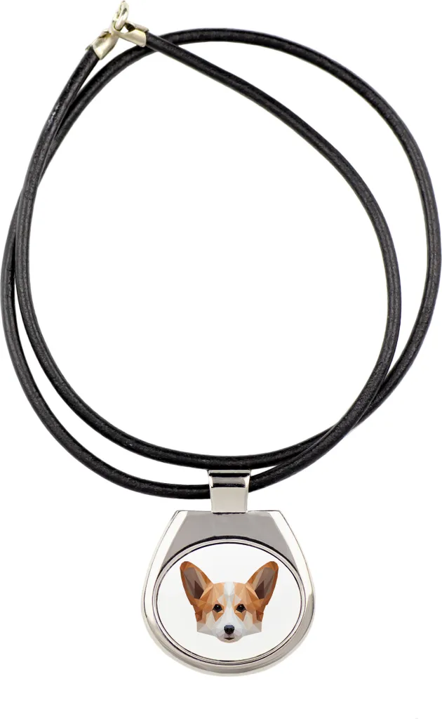 Pembroke Welsh Corgi - Collana con una foto e una scritta geometrica del marchio Art-Dog