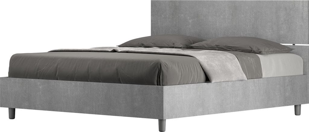 ITYHOME - Bett ohne Lattenrost 160x190 gerades Kopfteil Zement Demas
