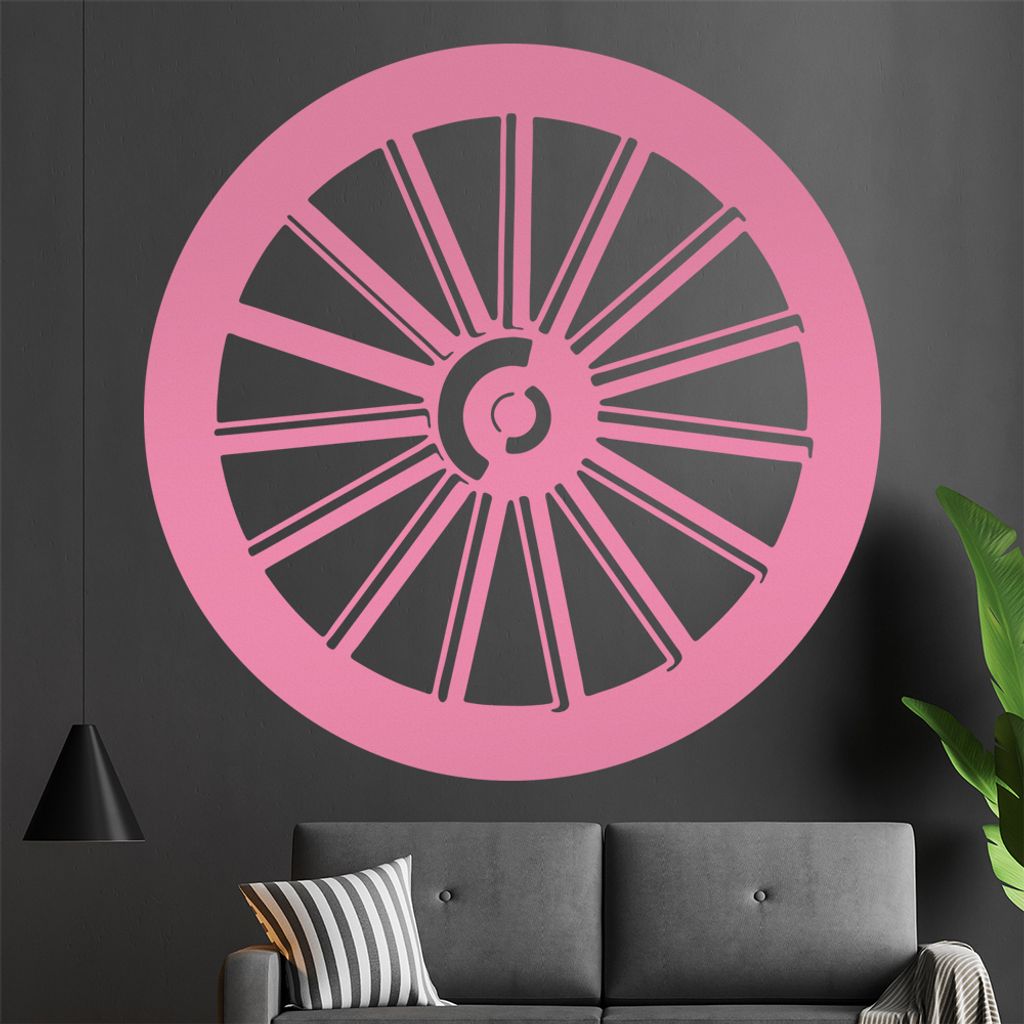 KIWISTAR Wagenrad - Holz Modell Gummi Wagen Wandtattoo in 6 Größen - Wandaufkleber Wall Sticker - Dekoration, Küche, Wohnzimmer, Schlafzimmer, B...
