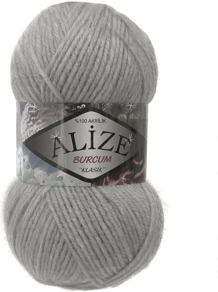 100g Strickgarn ALIZE BURCUM, 100% Polyacry, hellgrau