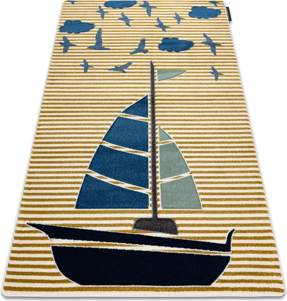 Tapis de chambre enfant voilier or jaune 200x290 cm PETIT SAIL