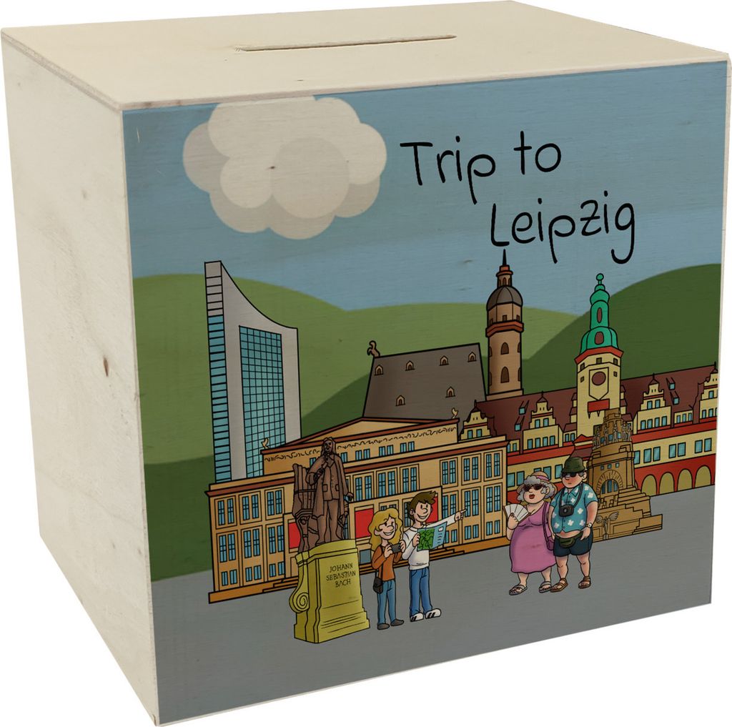 Sehenswürdigkeiten von Leipzig - Trip to Leipzig - Spardose aus Holz