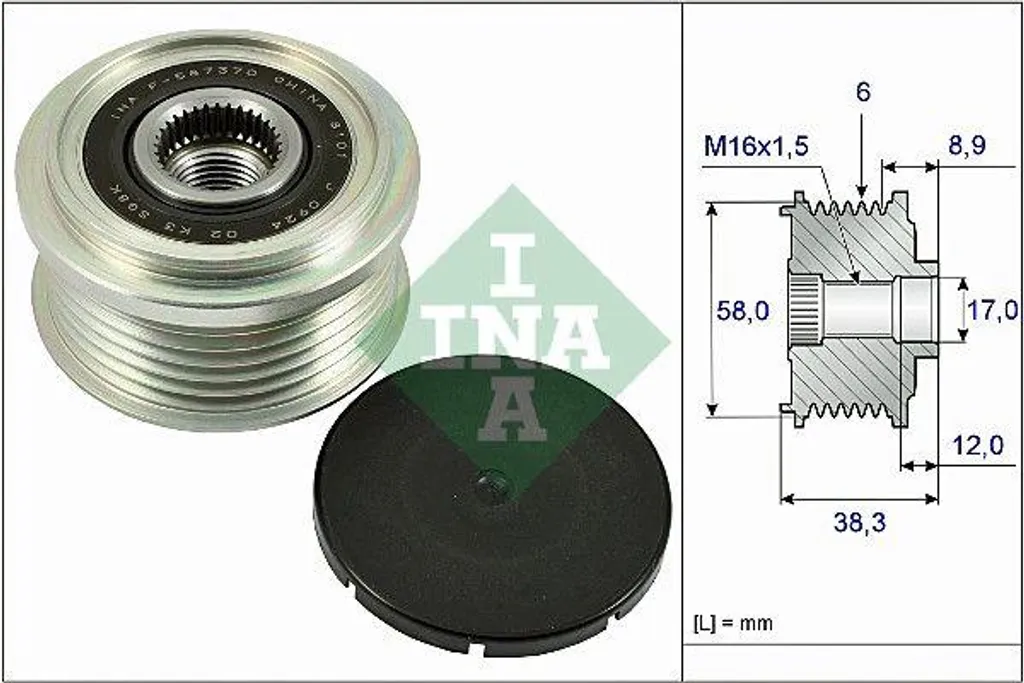 Poulie alternateur INA 535026610 robuste - Protection moteur Hyundai i10