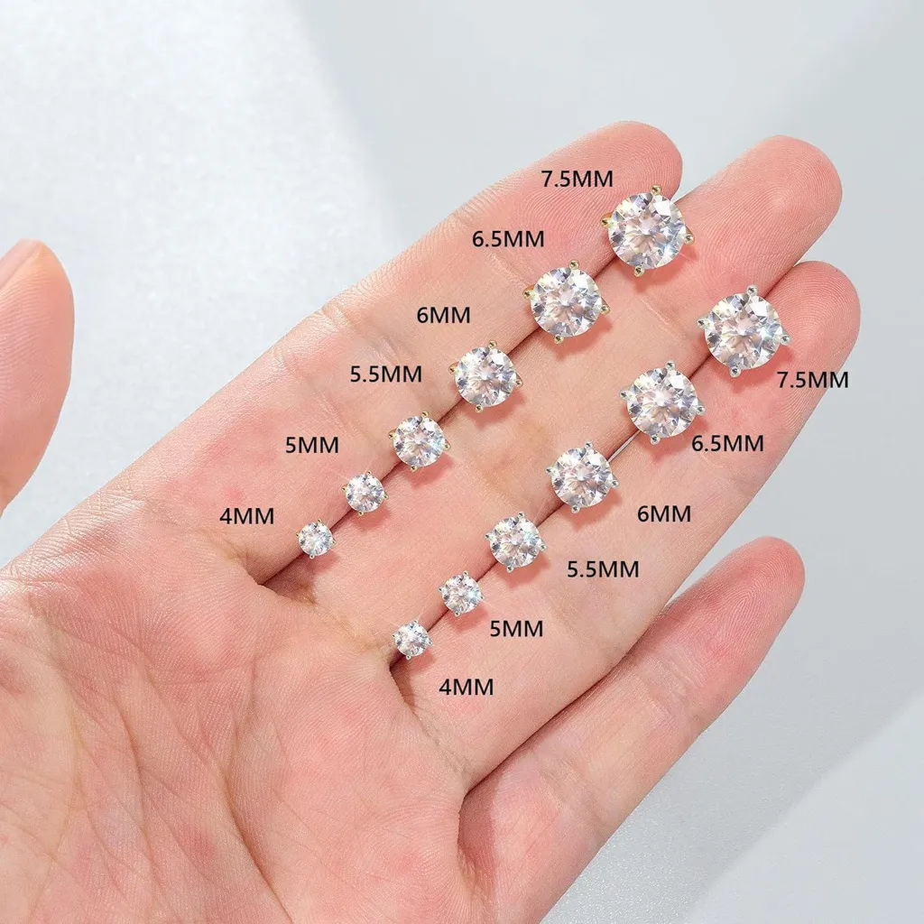 Orecchini A Perno In Moissanite Da 8 Mm (2 Ct) Per Uomo E Donna - Argento Sterling 925 Ipoallergenici Con Chiusura A Farfalla - Gioielli Eleganti Per Ogni Occasione
