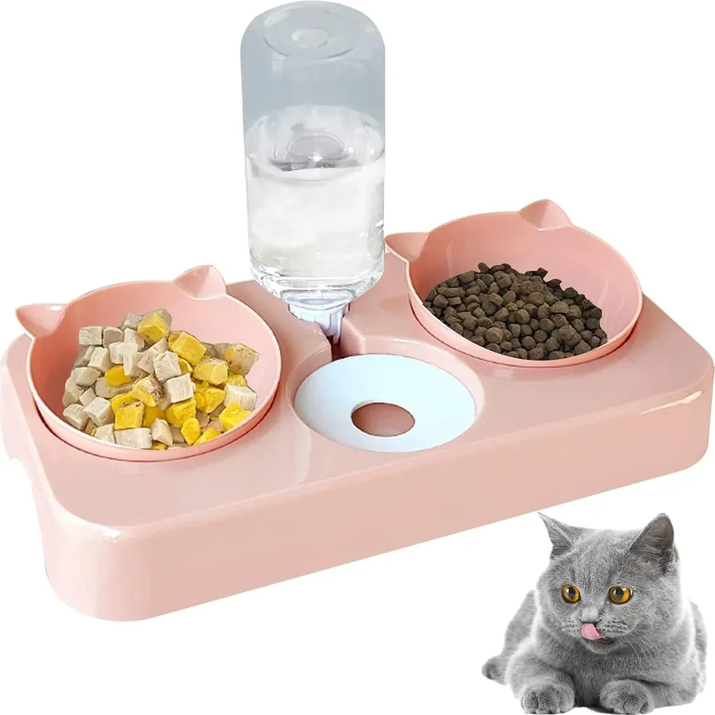 Distributeur automatique 3 en 1 pour chat inclinaison réglable blanc