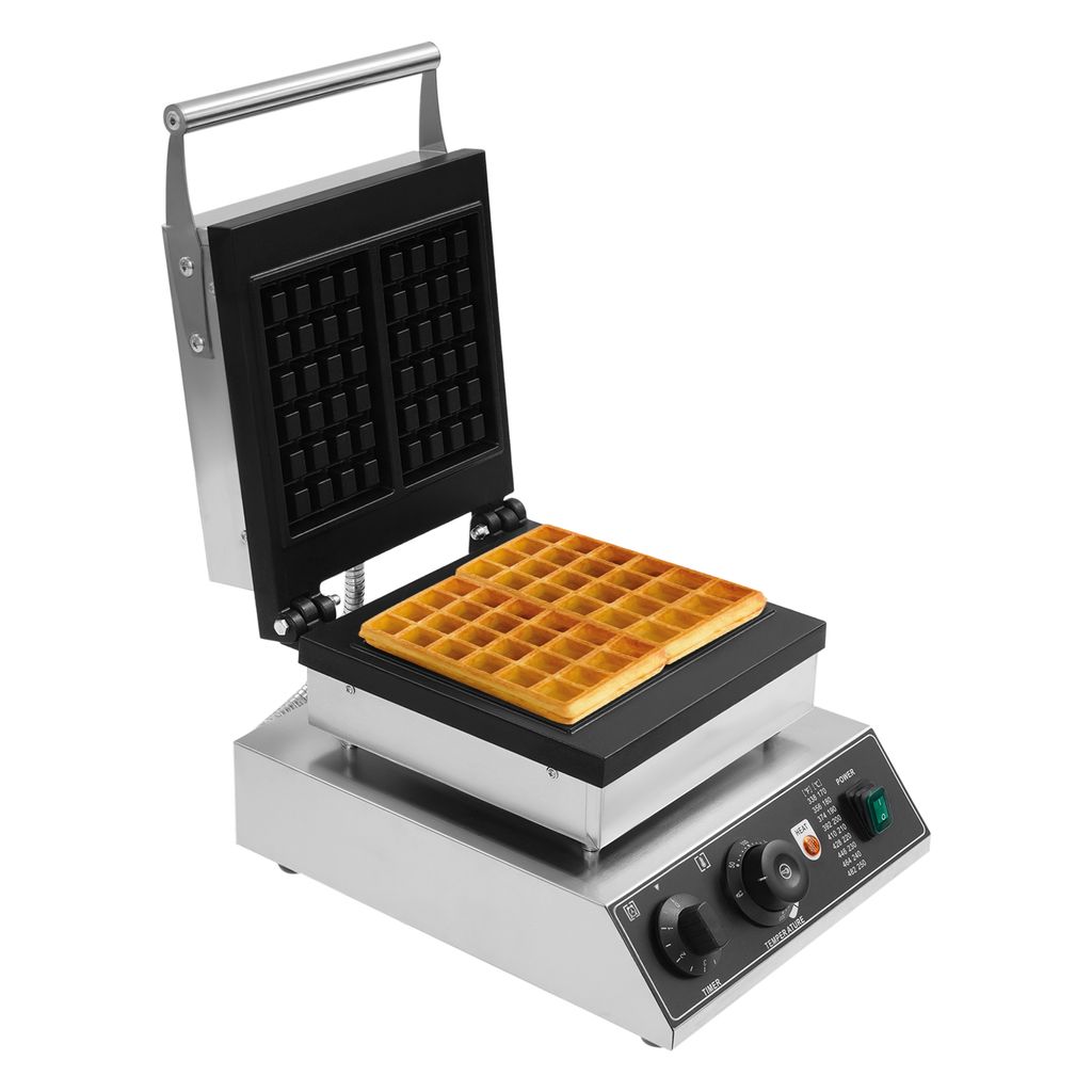 1500W Kommerziell Waffeleisen für 2 Waffeln 220V Wafflemaker Waffelautomat Antihaft Waffeltoaster Elektrischer Edelstahl Waffle Kommerzieller Mach...