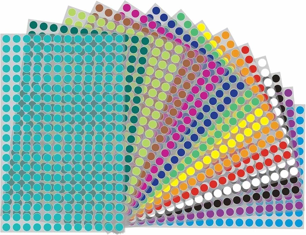 12600 St Bunte Klebepunkte 6mm Farbige Punkte Aufkleber in 28 Farben Runde Farbcodierung Etiketten für Home Office Schule